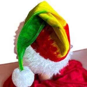 Santa Hat Tie Dye Handcrafted Holiday Party Christmas Hat